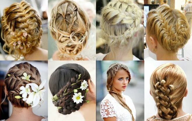 Примеры свадебных кос и плетений